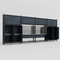 M2222 Modular Work Bench - H3100mm x W7500mm | Stainless WBT | Dark Grey