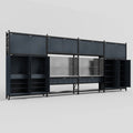 M2222 Modular Work Bench - H3100mm x W7500mm | Stainless WBT | Dark Grey