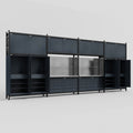 M2222 Modular Work Bench - H3100mm x W7500mm | Stainless WBT | Dark Grey