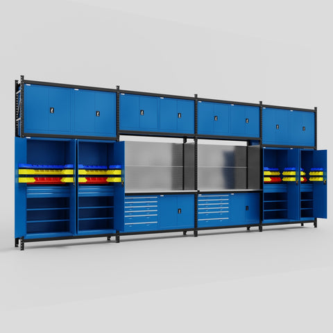 M2222-3C Modular Work Bench with Overheads - H3100mm x W7500mm