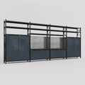 M2222 Modular Work Bench with Shelves - H3100mm x W7500mm | Laminate WBT | Dark Grey