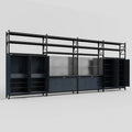 M2222 Modular Work Bench with Shelves - H3100mm x W7500mm | Laminate WBT | Dark Grey