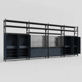 M2222 Modular Work Bench with Shelves - H3100mm x W7500mm | Laminate WBT | Dark Grey