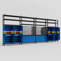M2222 Modular Work Bench with Shelves - H3100mm x W7500mm | Laminate WBT | Blue