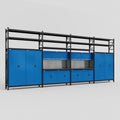 M2222 Modular Work Bench with Shelves - H3100mm x W7500mm | Laminate WBT | Blue