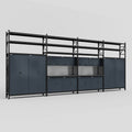 M2222 Modular Work Bench with Shelves - H3100mm x W7500mm | Laminate WBT | Dark Grey