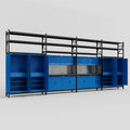 M2222 Modular Work Bench with Shelves - H3100mm x W7500mm | Laminate WBT | Blue