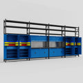 M2222 Modular Work Bench with Shelves - H3100mm x W7500mm | Laminate WBT | Blue