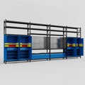 M2222 Modular Work Bench with Shelves - H3100mm x W7500mm | Laminate WBT | Blue