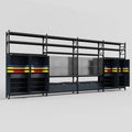 M2222 Modular Work Bench with Shelves - H3100mm x W7500mm | Laminate WBT | Dark Grey