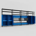 M2222 Modular Work Bench with Shelves - H3100mm x W7500mm | Laminate WBT | Blue