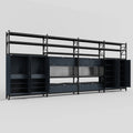 M2222 Modular Work Bench with Shelves - H3100mm x W7500mm | Laminate WBT | Dark Grey