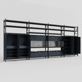 M2222 Modular Work Bench with Shelves - H3100mm x W7500mm | Laminate WBT | Dark Grey