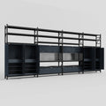 M2222 Modular Work Bench with Shelves - H3100mm x W7500mm | Laminate WBT | Dark Grey