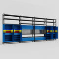 M2222 Modular Work Bench with Shelves - H3100mm x W7500mm | Laminate WBT | Blue