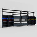 M2222 Modular Work Bench with Shelves - H3100mm x W7500mm | Laminate WBT | Dark Grey
