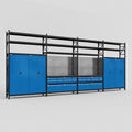 M2222 Modular Work Bench with Shelves - H3100mm x W7500mm | Laminate WBT | Blue