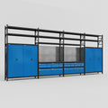 M2222 Modular Work Bench with Shelves - H3100mm x W7500mm | Laminate WBT | Blue