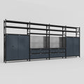M2222 Modular Work Bench with Shelves - H3100mm x W7500mm | Laminate WBT | Dark Grey