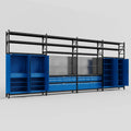 M2222 Modular Work Bench with Shelves - H3100mm x W7500mm | Laminate WBT | Blue