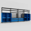 M2222 Modular Work Bench with Shelves - H3100mm x W7500mm | Laminate WBT | Blue