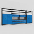 M2222 Modular Work Bench with Shelves - H3100mm x W7500mm | Laminate WBT | Blue