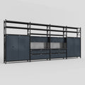 M2222 Modular Work Bench with Shelves - H3100mm x W7500mm | Laminate WBT | Dark Grey