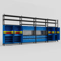 M2222 Modular Work Bench with Shelves - H3100mm x W7500mm | Laminate WBT | Blue