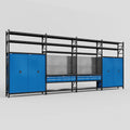 M2222 Modular Work Bench with Shelves - H3100mm x W7500mm | Laminate WBT | Blue