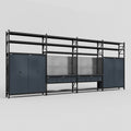 M2222 Modular Work Bench with Shelves - H3100mm x W7500mm | Laminate WBT | Dark Grey