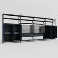 M2222 Modular Work Bench with Shelves - H3100mm x W7500mm | Laminate WBT | Dark Grey