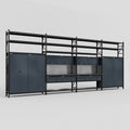 M2222 Modular Work Bench with Shelves - H3100mm x W7500mm | Laminate WBT | Dark Grey
