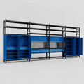 M2222 Modular Work Bench with Shelves - H3100mm x W7500mm | Laminate WBT | Blue