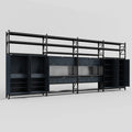 M2222 Modular Work Bench with Shelves - H3100mm x W7500mm | Laminate WBT | Dark Grey