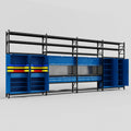 M2222 Modular Work Bench with Shelves - H3100mm x W7500mm | Laminate WBT | Blue