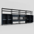 M2222 Modular Work Bench with Shelves - H3100mm x W7500mm | Laminate WBT | Dark Grey