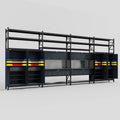 M2222 Modular Work Bench with Shelves - H3100mm x W7500mm | Laminate WBT | Dark Grey