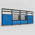 M2222 Modular Work Bench with Shelves - H3100mm x W7500mm | Laminate WBT | Blue