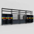 M2222 Modular Work Bench with Shelves - H3100mm x W7500mm | Laminate WBT | Dark Grey