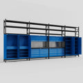 M2222 Modular Work Bench with Shelves - H3100mm x W7500mm | Laminate WBT | Blue