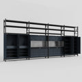 M2222 Modular Work Bench with Shelves - H3100mm x W7500mm | Laminate WBT | Dark Grey