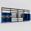 M2222 Modular Work Bench with Shelves - H3100mm x W7500mm | Laminate WBT | Blue