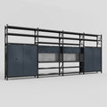 M2222 Modular Work Bench with Shelves - H3100mm x W7500mm | Laminate WBT | Dark Grey