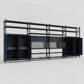 M2222 Modular Work Bench with Shelves - H3100mm x W7500mm | Laminate WBT | Dark Grey