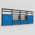 M2222 Modular Work Bench with Shelves - H3100mm x W7500mm | MDF WBT | Blue