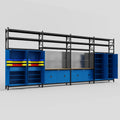 M2222 Modular Work Bench with Shelves - H3100mm x W7500mm | MDF WBT | Blue