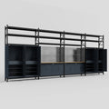 M2222 Modular Work Bench with Shelves - H3100mm x W7500mm | MDF WBT | Dark Grey