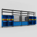 M2222 Modular Work Bench with Shelves - H3100mm x W7500mm | MDF WBT | Blue