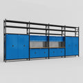 M2222 Modular Work Bench with Shelves - H3100mm x W7500mm | MDF WBT | Blue