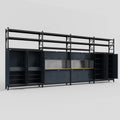 M2222 Modular Work Bench with Shelves - H3100mm x W7500mm | MDF WBT | Dark Grey